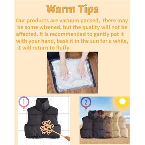 Women's Fashion High Neck Zipper Cropped Puffer Vest Jacket Coat - Picture 2 of 6